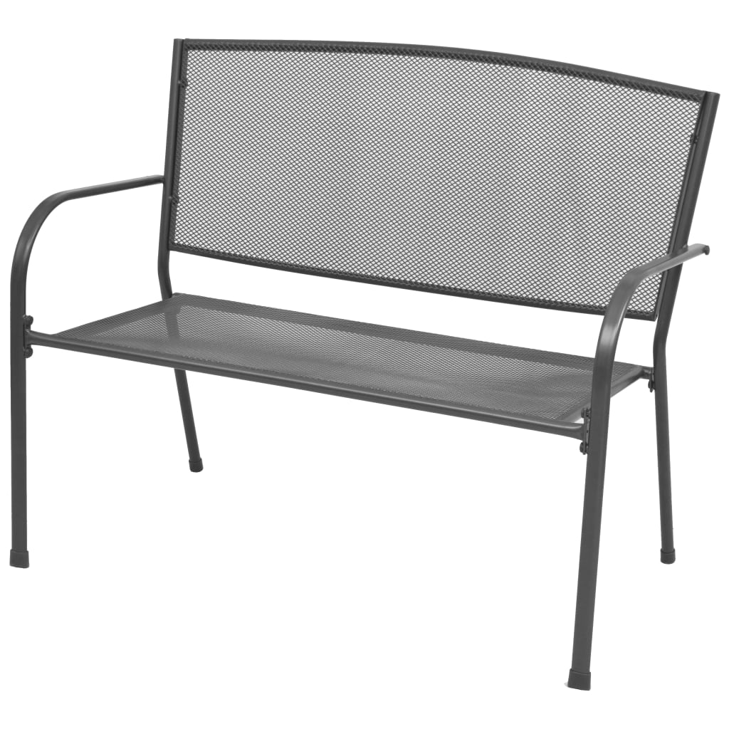 banc de jardin en métal gris
