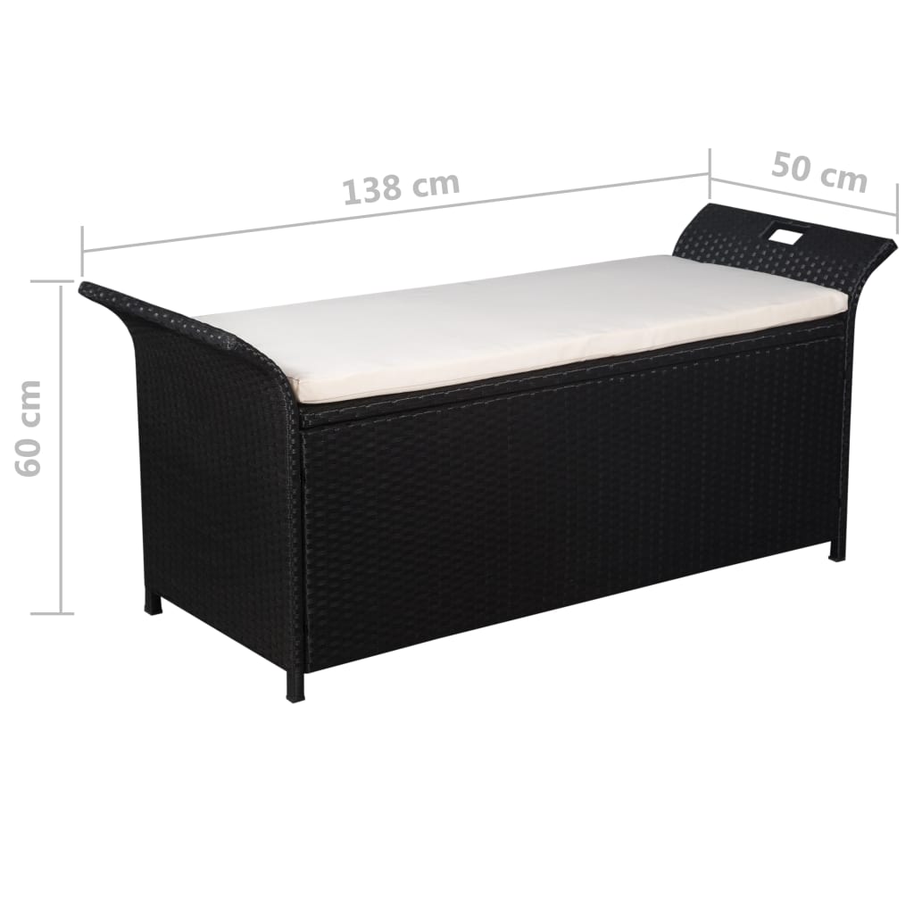banc coffre noir avec coussin