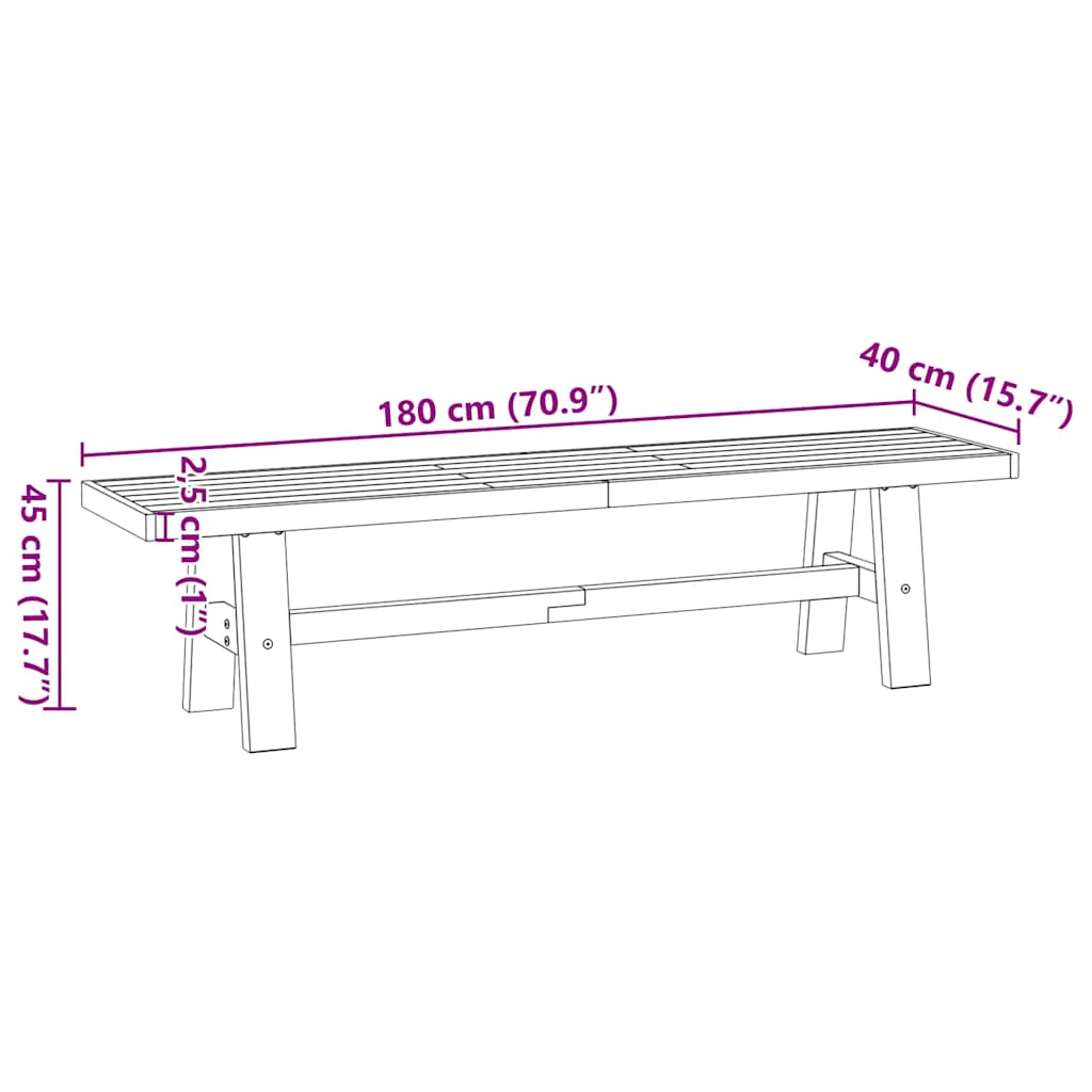 Banc en Bois Intérieur 180 cm