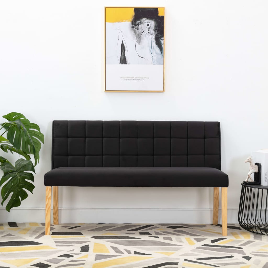 banc en bois noir avec dossier pour salle à manger
