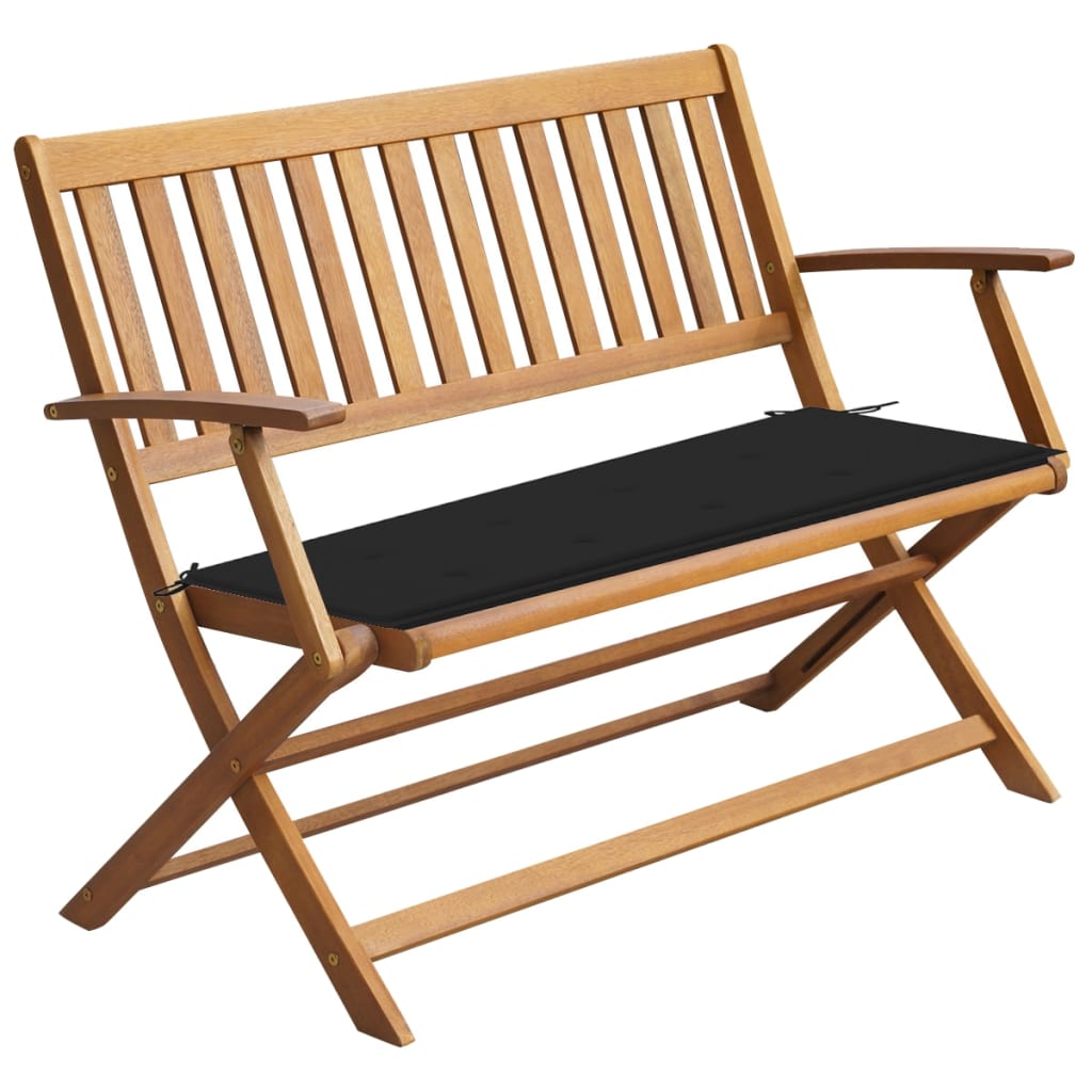 banc de jardin pliable avec coussin noir