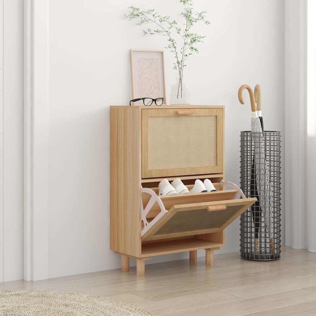 banc de rangement à chaussures en rotin