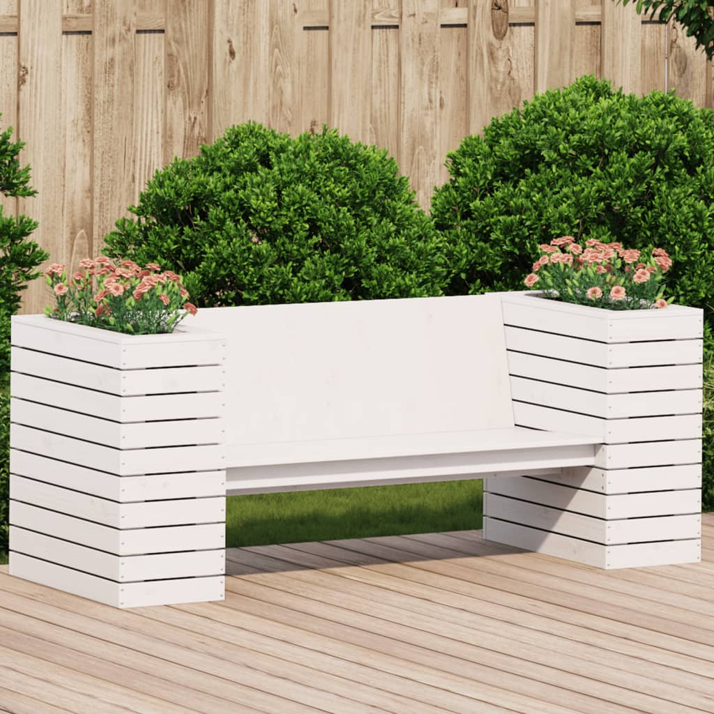banc de jardin blanc avec jardinière