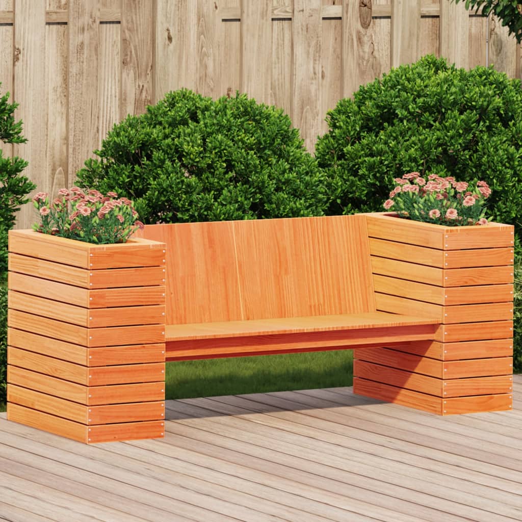 banc de jardin orange avec jardinière