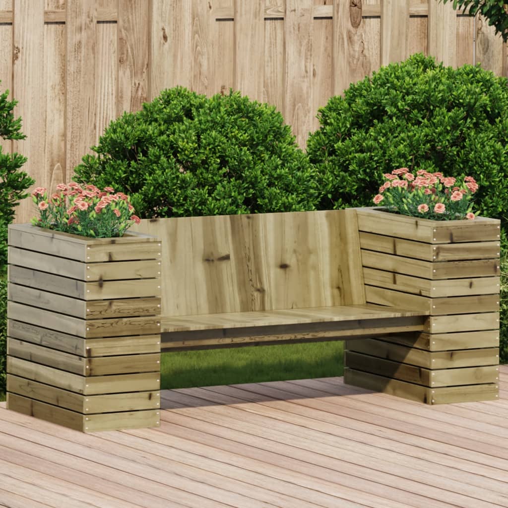 banc de jardin vert avec jardinière