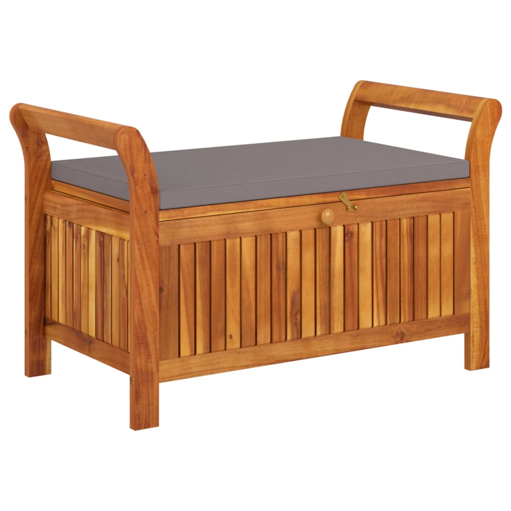 petit banc coffre bois coussin gris