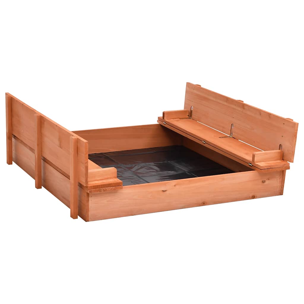 bac à sable en bois avec banc