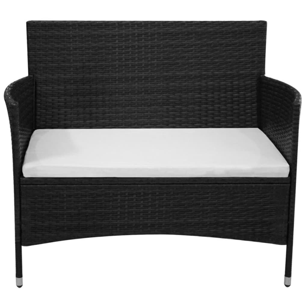 banc de jardin en résine tressée noir