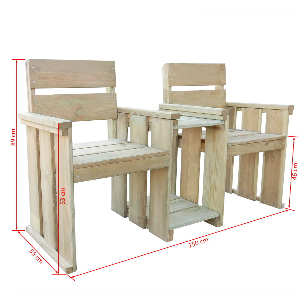 Banc de Jardin avec Table Intégrée