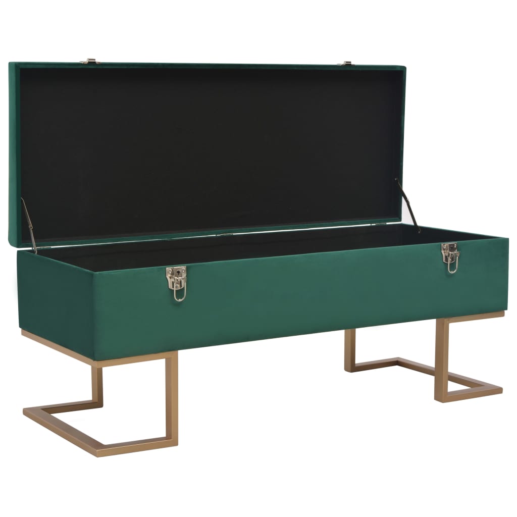 Banc Coffre Velours Vert