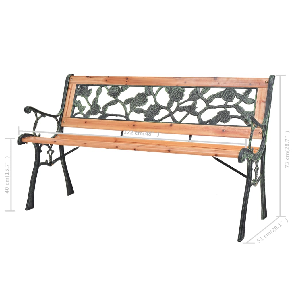 banc de jardin en bois et fer forgé noir