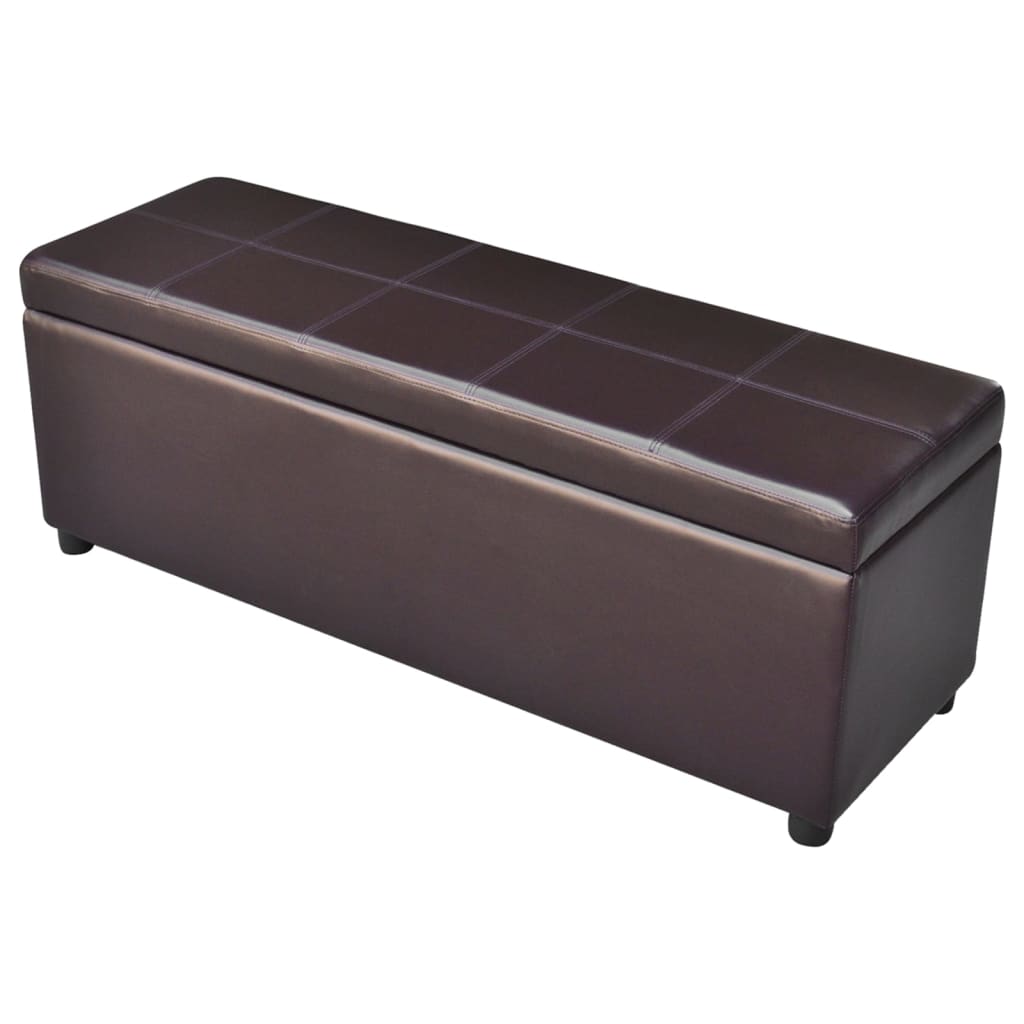 banc coffre cuir marron