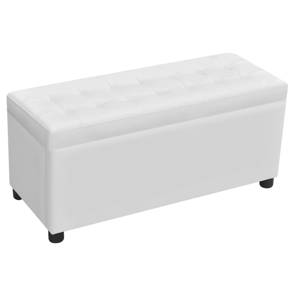 banc coffre cuir blanc