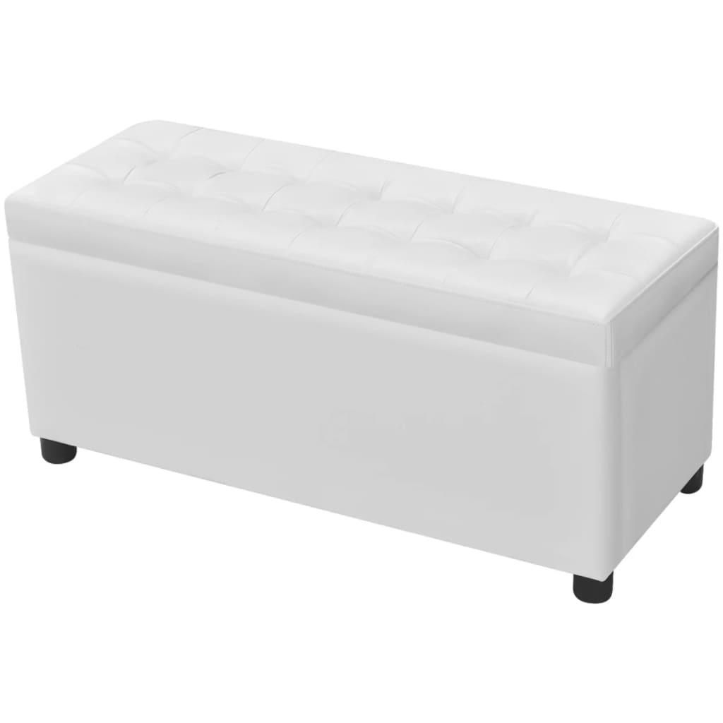 banc coffre de rangement cuir blanc