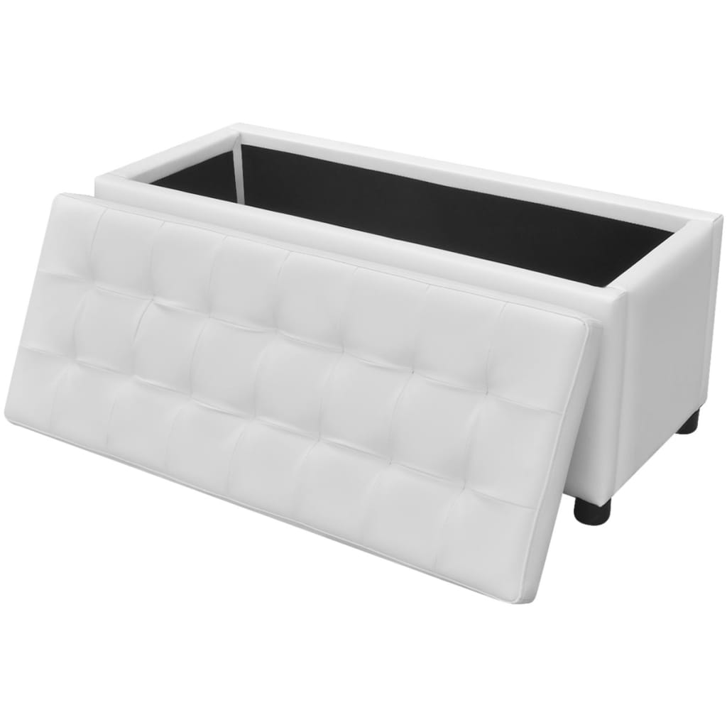 Banc Coffre Cuir Blanc