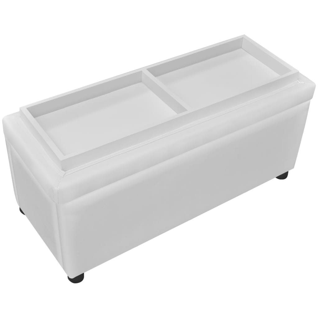 Banc Coffre Cuir Blanc