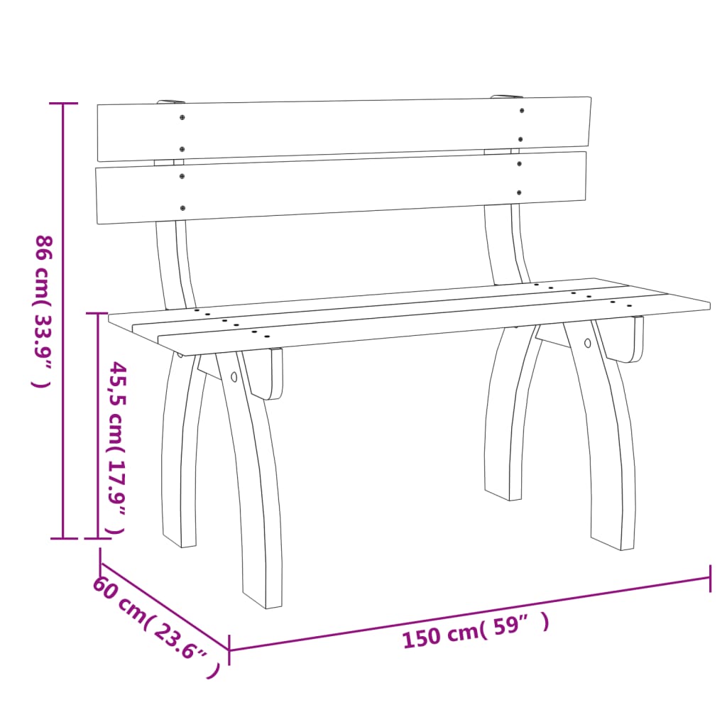 Banc en Bois avec Dossier