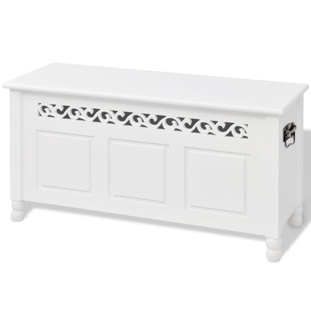 banc coffre baroque blanc