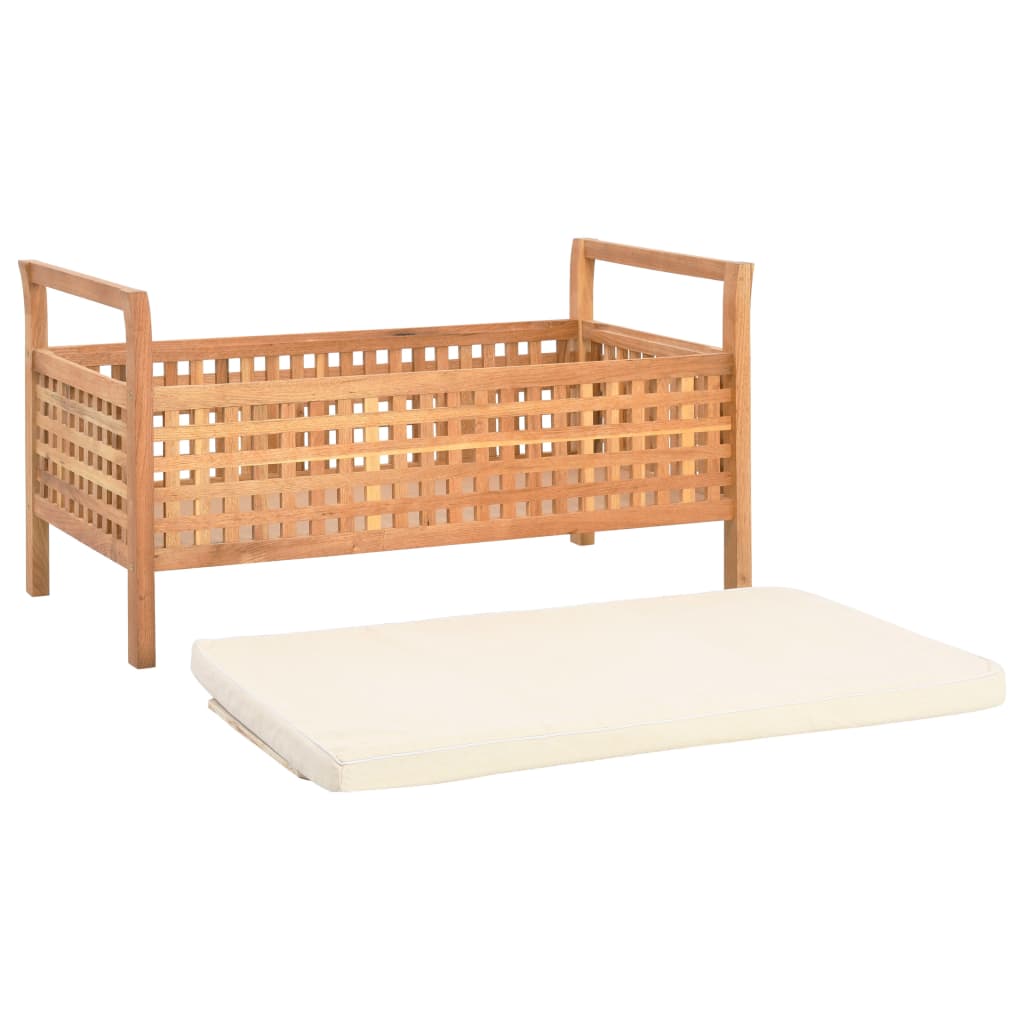 banc coffre de rangement blanc et bois