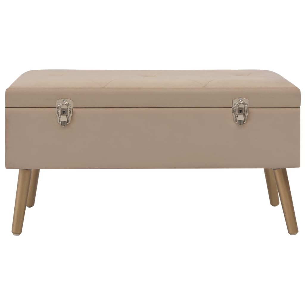 banc coffre beige velours