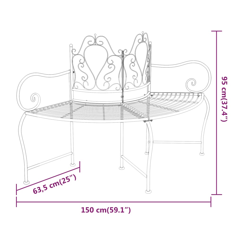 Banc de Jardin Demi Cercle