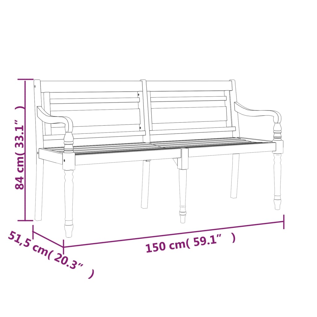 Banc de Jardin en Bois 3 Places