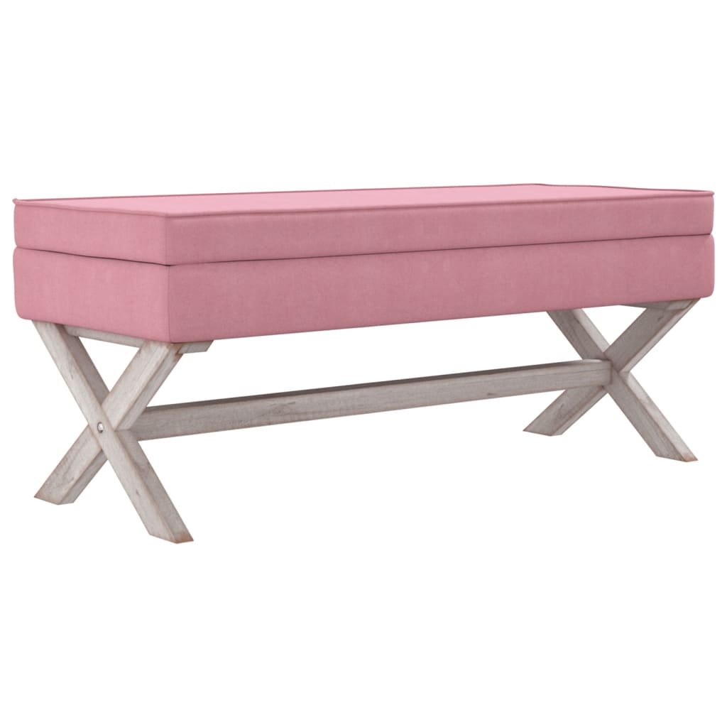 banc coffre de rangement rose velours