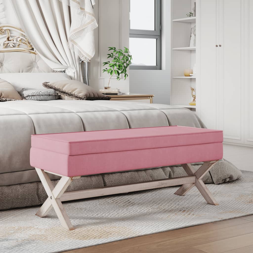 banc coffre de rangement rose