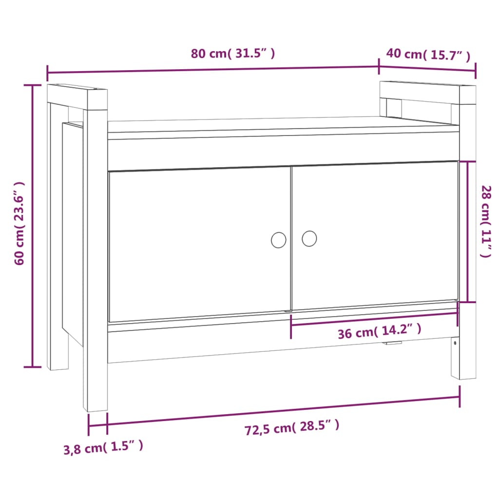 Banc d'Entrée Longueur 80 cm