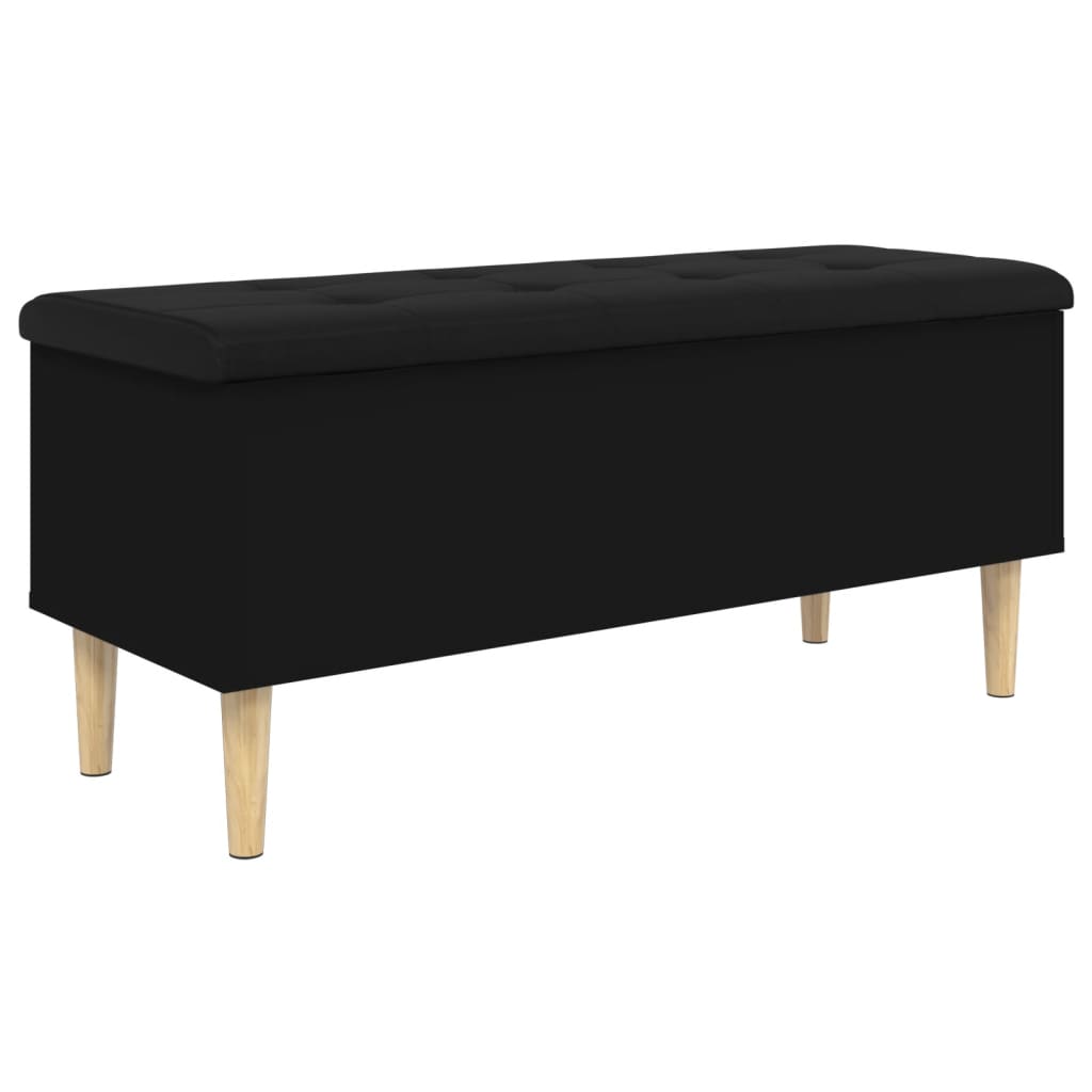 Banc Coffre de Rangement Noir et Bois