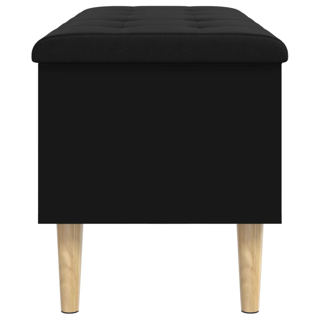 Banc Coffre de Rangement Noir et Bois