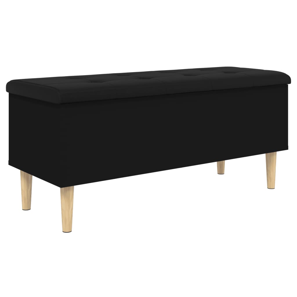 Banc Coffre de Rangement Noir et Bois