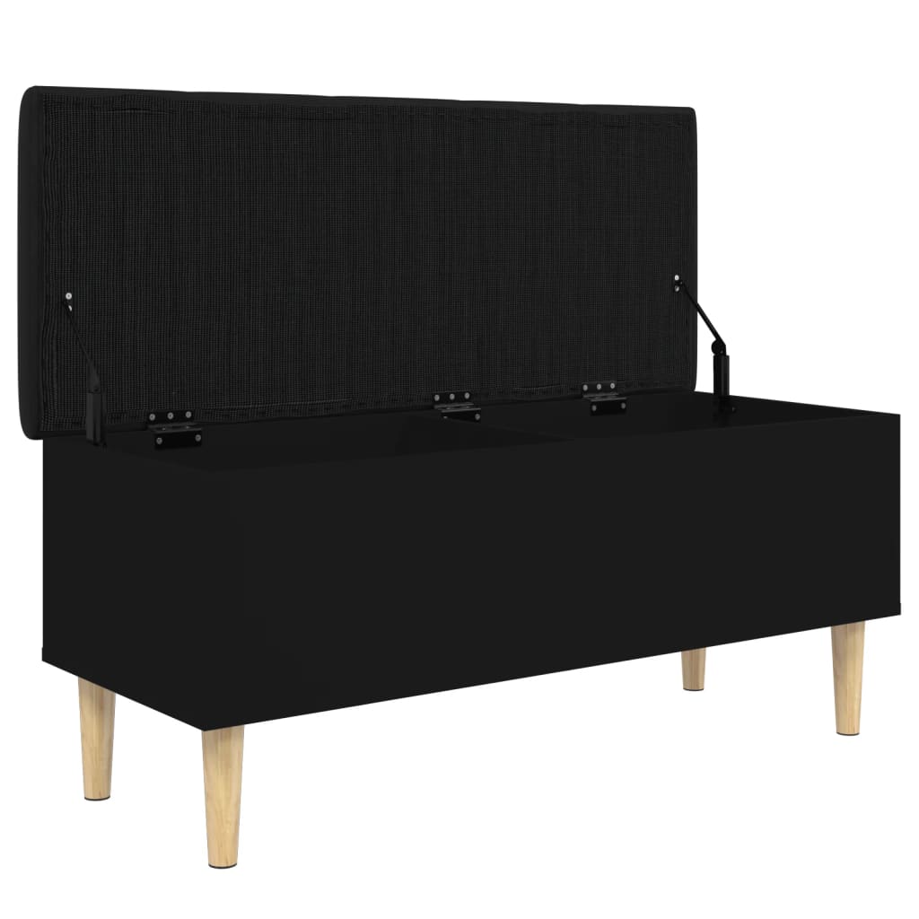 Banc Coffre de Rangement Noir et Bois