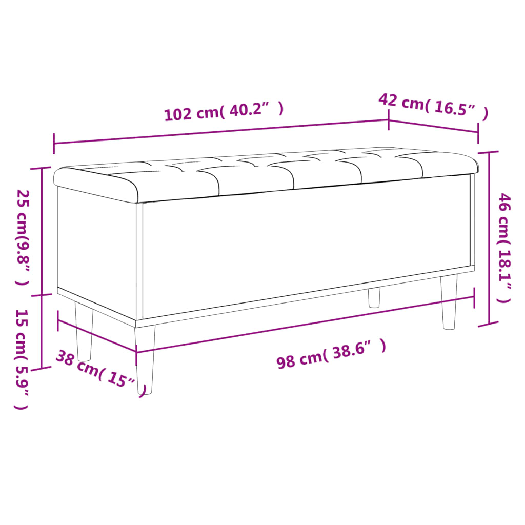 Banc Coffre de Rangement Noir et Bois