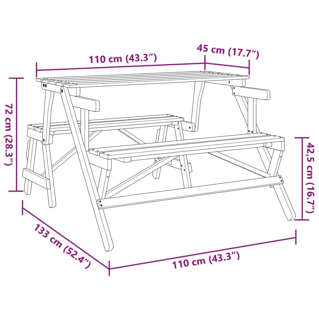 Banc de Jardin Convertible en Table