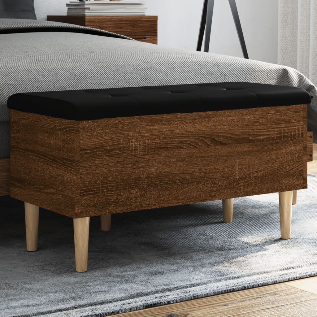 banc coffre pouf marron