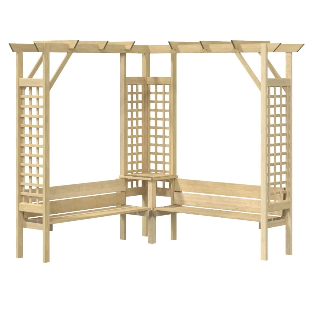 banc de jardin en bois avec treillis