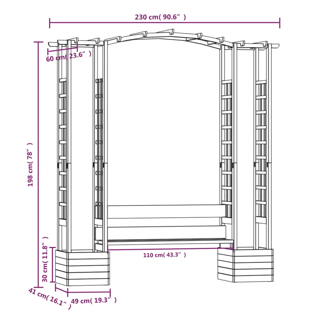 pergola de jardin avec toit et banc en bois