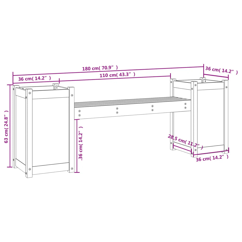 Banc de Jardin avec Bac à Fleurs